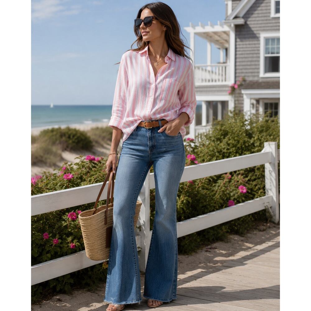 FRAME Le High Flare Jeans Sz 30 High Rise Coastal Chic Hamptons Designer Denim
